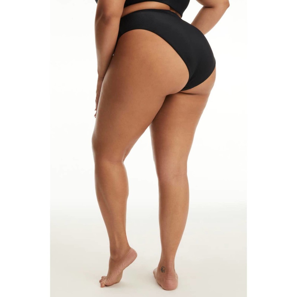 Good American Good Waist Rib Bikini Bottoms Black NEW 4X